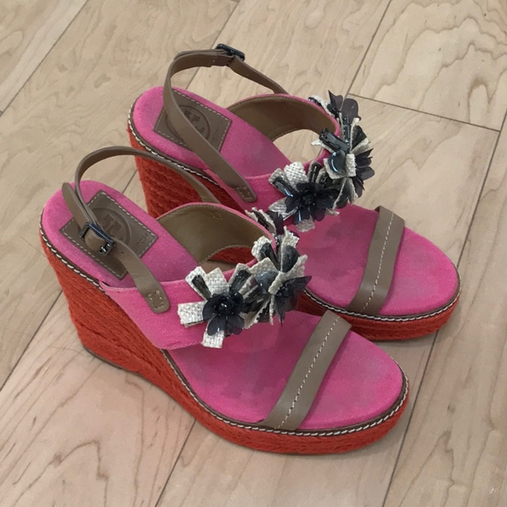 Tory Burch Pink & Orange wedge espadrille (00001)